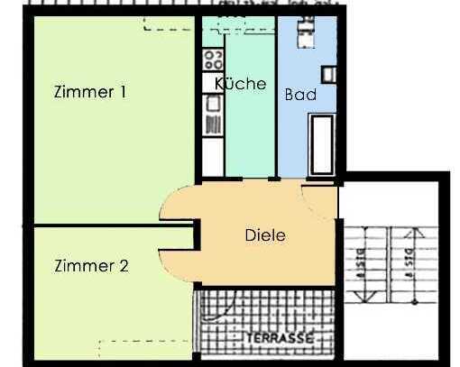 helle 2-Raumwohnung im Dachgeschoss