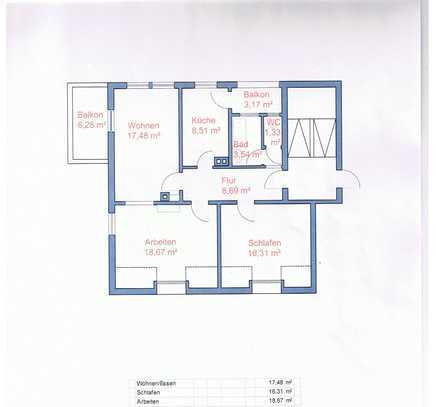 3-Zi.-Wohnung mit 2 schönen Balkonen