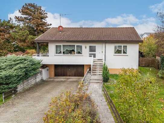 Mühlhausen-Ehingen:
Gepflegtes & sonnenverwöhntes Einfamilienhaus im Bungalow-Stil