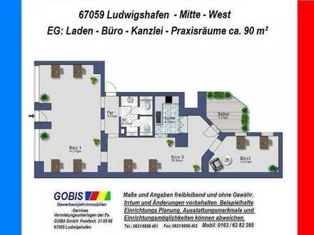 Lu City West nahe Hauptbahnhof Laden-Büro/Praxis 90 m² moderne Räume + beste technische Ausstattung