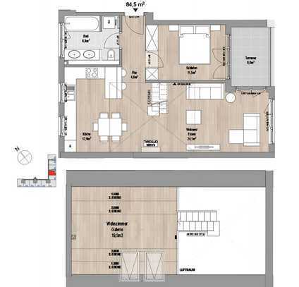 U53 FAST WEG #8: "Moderner Wohntraum mit Galerie – 3-Zimmer-Apartment im Dachgeschoss"