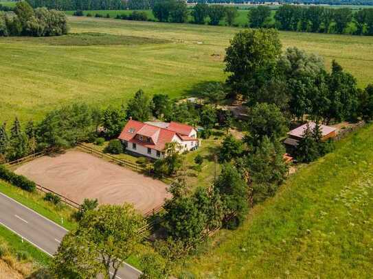 Einfamilienhaus in Alleinlage bei Neutrebbin - Mit Pferdehof, Scheune, Pool, Garage, Keller u.v.m.