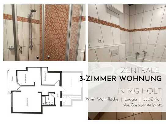 Zentrale 3-Zimmerwohnung mit Loggia in Holt