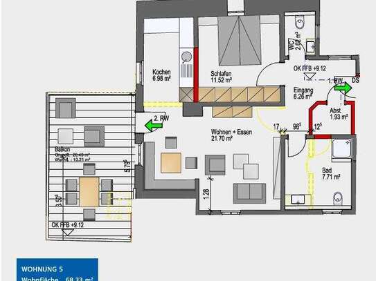 Top sanierte 2,5-Raum-Wohnung mit Balkon und Einbauküche in Rothenburg