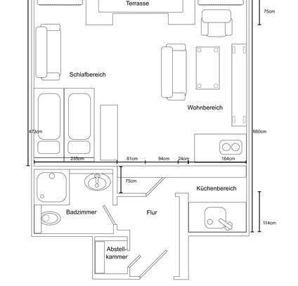 Geräumige, möblierte 1-Zimmer-EG-Wohnung mit Terrasse und EBK in Northeim