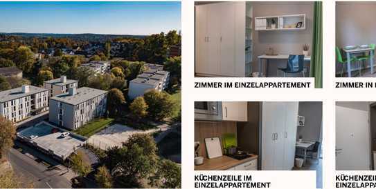 Einzimmerstudio mit Bad & Küche zur Kurzzeitmiete (ohne Vertrag), zentral in Mülheim an der Ruhr