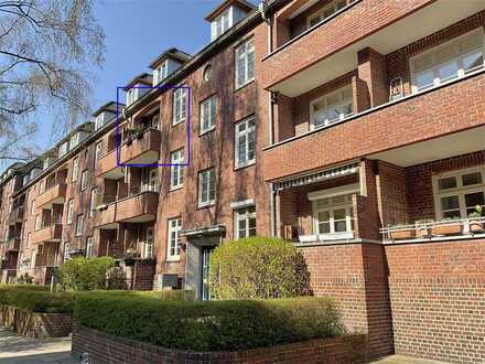 Ruhige, vermietete 2,5 Zimmer WHG mit Balkon (2.OG), ca. 64,50 m², und Garage in HH Eppendorf