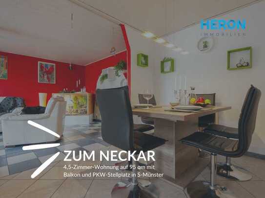 ZUM NECKAR - 4,5-Zimmer-Wohnung auf 95 qm mit Balkon und PKW-Stellplatz in S-Münster