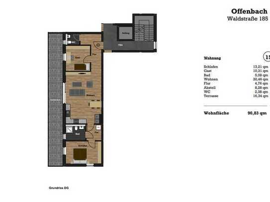 Moderne und helle Penthousewohnung mit großer Dachterrasse