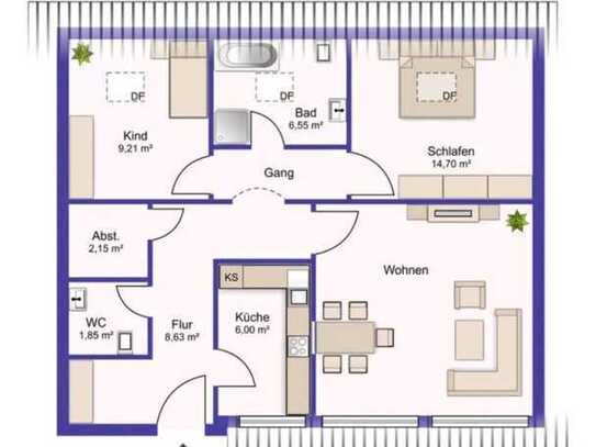 3 Zimmer Wohnung an der A2 mit PKW Stellplatz