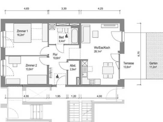 NEUBAU! Schöne 3-Zimmer-Wohnung mit Terrasse