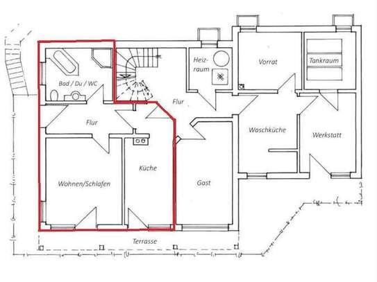 Sehr schöne 1-Raum-Wohnung mit Einbauküche in 91757 Schambach