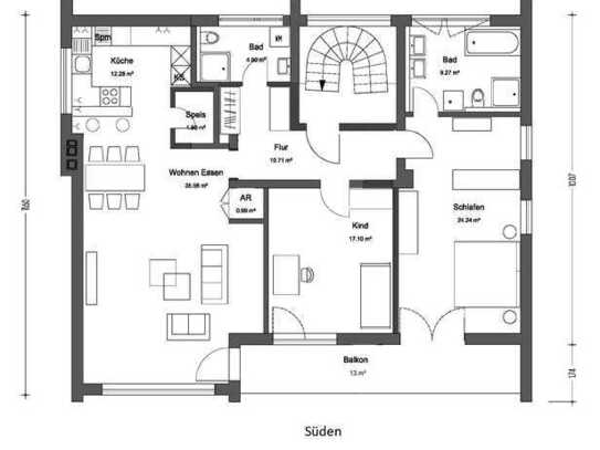 Bestlage: Kernsanierung 2019, moderne 123,5m² 3-Zi-Whg, großer Südbalkon, neue Einbauküche, 1.OG