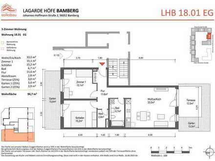 NEUBAU! Schöne 3-Zimmer-Wohnung (18.01) mit Terrasse und Vorgarten