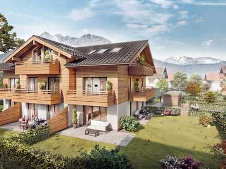 Exklusive 3-Zimmer-Wohnung im Obergeschoss
- Zwei Balkone
- Bergblick: Wank / Kreuzeck / Alpspitz