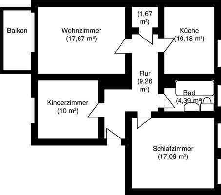 Kaiser Konzept Immobilien: Gut geschnittene 3-Zimmer-Wohnung, ideal als Kapitalanlage