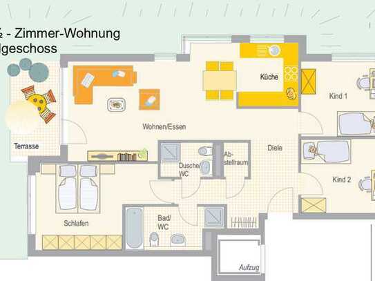 4,5-Zimmer-EG-Wohnung mit gehobener Innenausstattung inkl. Terrasse, EBK und TG-Stellplätzen