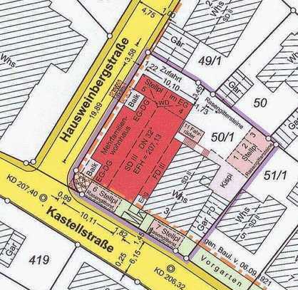 Bauplatz mit genehmigtem Baugesuch 6 Fam.-Haus + gepflegtes 3 Fam. Haus (Bestand)