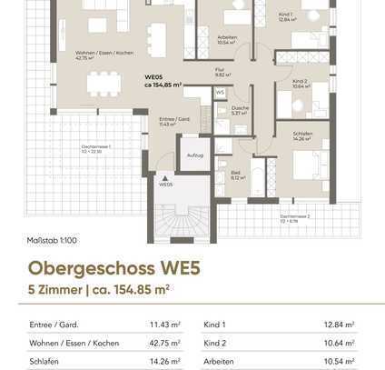 Exklusives 5 Zi.-Neubau-Penthouse mit großer Sonnenterrasse in zentraler Lage