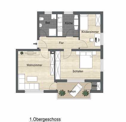 Sanierte 3,5-Raum-Wohnung mit Balkon und Einbauküche in Laupheim