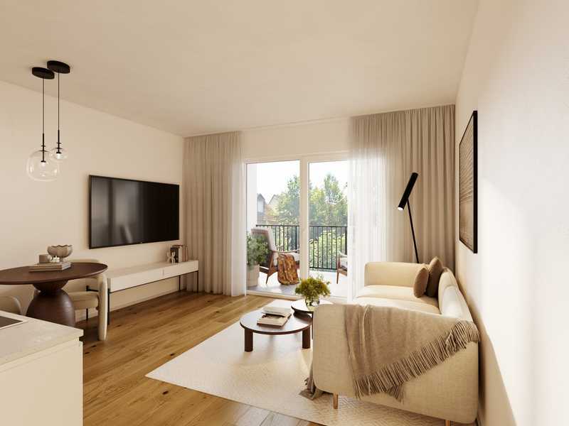 2-Zimmer Neubauwohnung mit Sonnenbalkon in Südausrichtung auf der ruhigen Gartenseite