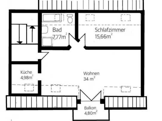 Geschmackvolle 2-Raum-DG-Wohnung mit Balkon und Einbauküche in Trebur