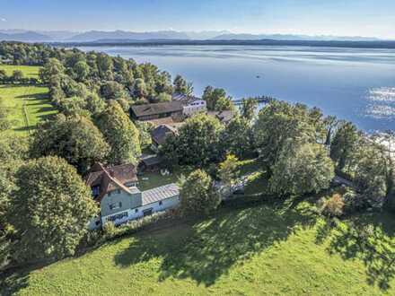 Ostufer/Ambach: Historische Villa mit Privatufer und Bootshaus