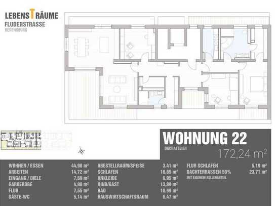 Repräsentative Penthousewohnung mit Dachterrasse