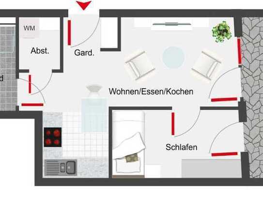 Erstbezug mit Balkon und EBK: Exklusive 2-Zimmer-Wohnung in Leidersbach