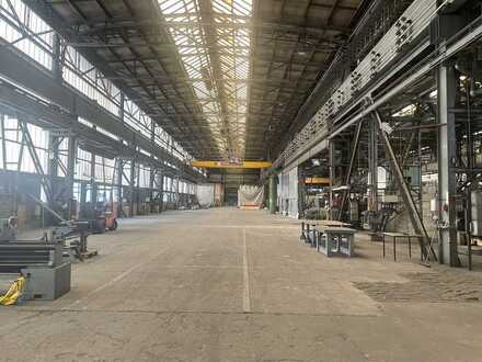 Industrie-/ Lagerhalle mit 60/40 To Kran, gut geeignet für Einlagerung v. Schwerlastteilen