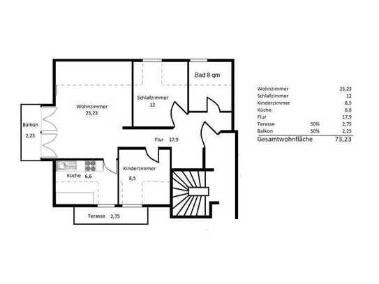 Exklusive 3 Zimmer-Dachgeschosswohnung mit Einbauküche in Offenbach am Main