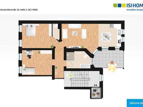 Kernsanierte 3- Raumwohnung mit Stellplatz - WE04
