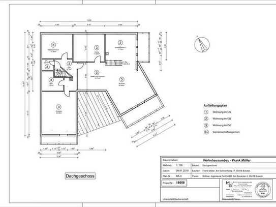 Sehr großzügige sanierte Dachgeschosswohnung mit vier Zimmern, Balkonen und Einbauküche in Buseck