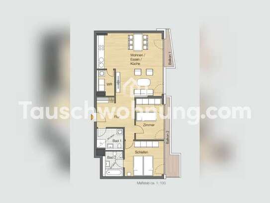 Tauschwohnung: moderne, helle Luxus-Wohnung in Mitte mit 2 Balkonen