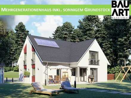 Neubau-Mehrgenerationenhaus, 2 x KFW 40 möglich, 775 m² Sonnen-Grundstück in privater zweiter Reihe