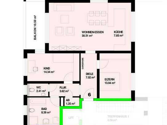 Bernhardstraße, Höllstein - 3 Zi. Wohnung 6: Obergeschoss