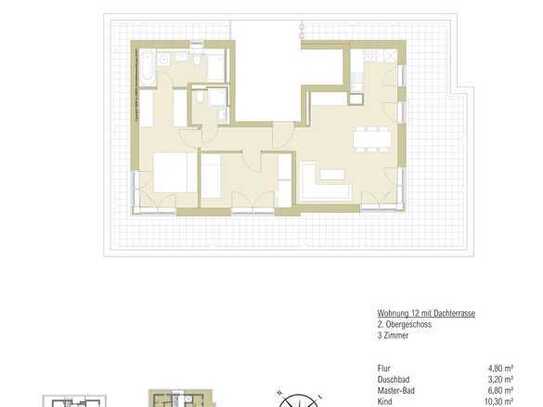 Promenandenensemble "Truderinger Wald" - 3-Zimmer-Dachterrassenwohnung - Whg 12