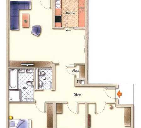 Schöne und gepflegte 4-Raum-Wohnung mit Balkon und Einbauküche + 2 TG Stellplätze