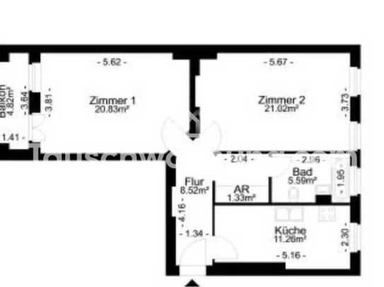 Tauschwohnung: Tausche zentrale 2 Zimmer-Altbauwohnung gegen 3-4 Zimmer