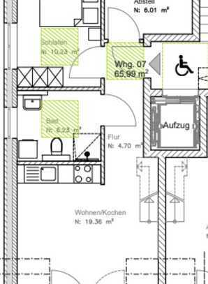 Erstbezug mit Balkon und Einbauküche: Geschmackvolle 2,5-Raum-Wohnung. Barrierearm mit Aufzug