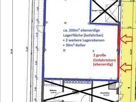 200m²-Lager ebenerdig/befahrbar + 30m²-Keller + 2 Zusatzebenen