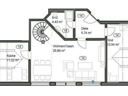 Schöne 4-Zimmer-Maisonette-Wohnung in Kastellaun