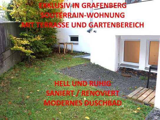 GARTENTERRASSENWOHNUNG GRAFENBERG EXKLUSIV RUHIG SANIERT/RENOVIERT MODERNES DUSCHBAD