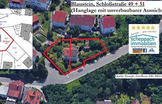 "Preissturz": Blaustein/Hanglage mit Aussicht - 1 gr. (664m²) oder 2 kl. Wohngrundstücke (370+294m²)