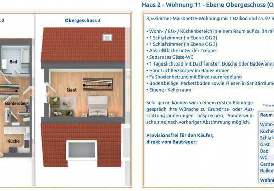 Erst sehen, dann kaufen! Eleganz über 2 Ebenen: Moderne 3,5-Zi-Maisonette-Wohnung mit Balkon & 97m²!
