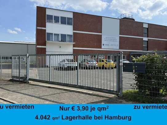 4042 qm Lagergebäude inkl. Büros für nur € 3,90 je m² NKM, 744 m² mietfreie Freifläche, courtagefrei