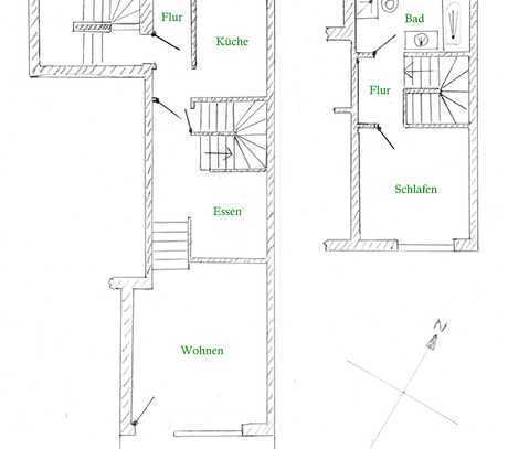 Gepflegte 2-Raum-Maisonette-Wohnung mit Terrasse und kleinem Garten