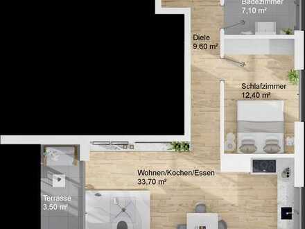 VERKAUFT! Haus B, Wohnung 12, Erdgeschoss, 2-Zimmer