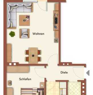 Im Süden! Ideale Raumaufteilung: 2-Zimmer-Wohnung mit großzügigem Grundriss und Balkon