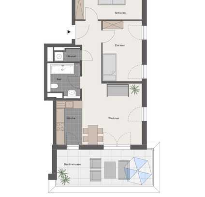 Moderne 3-Zimmer-Wohnung mit Dachterrasse